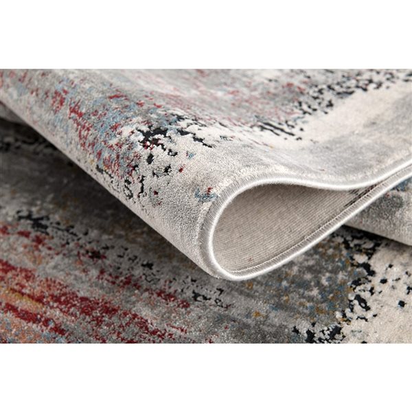 Rug Branch Contemporary Abstract  Grey Red Indoor Area Rug - 4x6