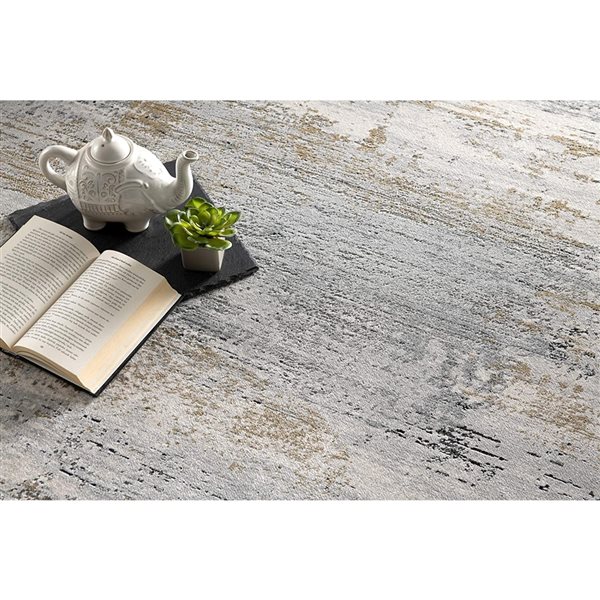 Rug Branch Contemporary Abstract  Grey Beige Indoor Runner Rug - 2x8