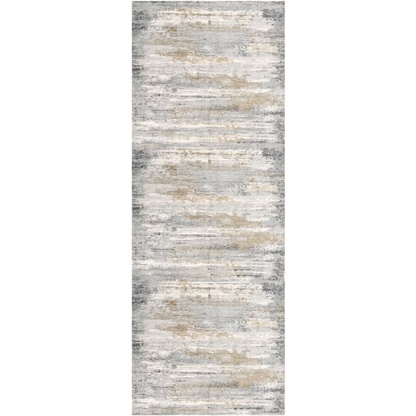 Rug Branch Contemporary Abstract  Grey Beige Indoor Runner Rug - 2x8