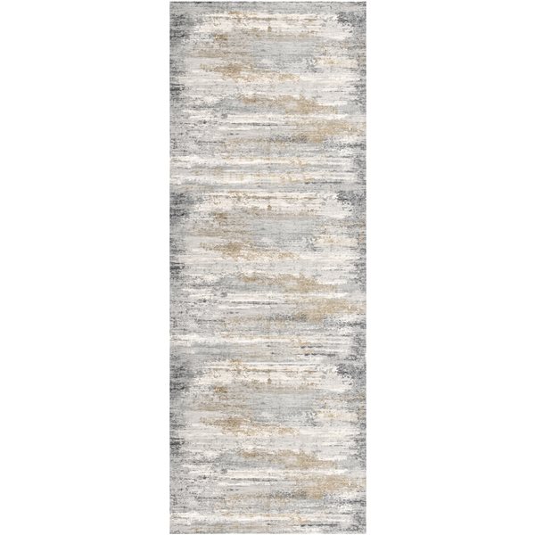 Rug Branch Contemporary Abstract Grey Beige Indoor Runner Rug - 2x20 ...