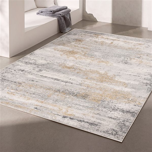 Rug Branch Contemporary Abstract  Grey Beige Indoor Area Rug - 5x7