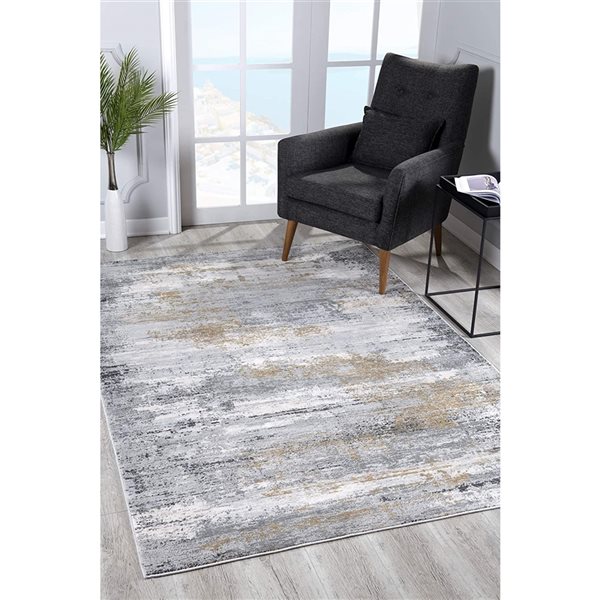 Rug Branch Contemporary Abstract  Grey Beige Indoor Area Rug - 5x7