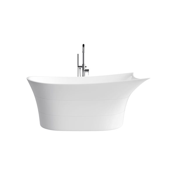 A&E Bath & Shower 33-in W x 69-in L White High-Gloss Acrylic Oval Reversible Drain Freestanding Bathtub