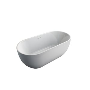 A&E Bath & Shower 31.5-in W x66.9-in L White Matte Acrylic Oval Centre Drain Freestanding Bathtub