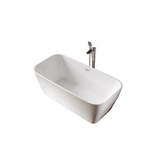 A&E Bath & Shower 31.5-in W x 66.5-in L White Matte Acrylic Rectangular Centre Drain Freestanding Bathtub