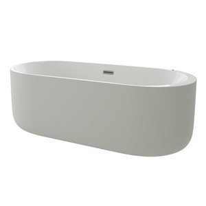 A&E Bath & Shower 31.5-in W x 66.9-in L White High-Gloss Acrylic Oval Centre Drain Freestanding Air-Jet Bathtub