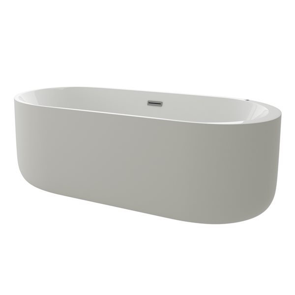 Baignoire autoportante A&E Bath & Shower jets d'air 31,5 x 66,9 po acrylique blanc brillant drain central