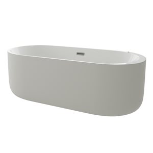 Baignoire autoportante A&E Bath & Shower jets d'air 31,5 x 66,9 po acrylique blanc brillant drain central