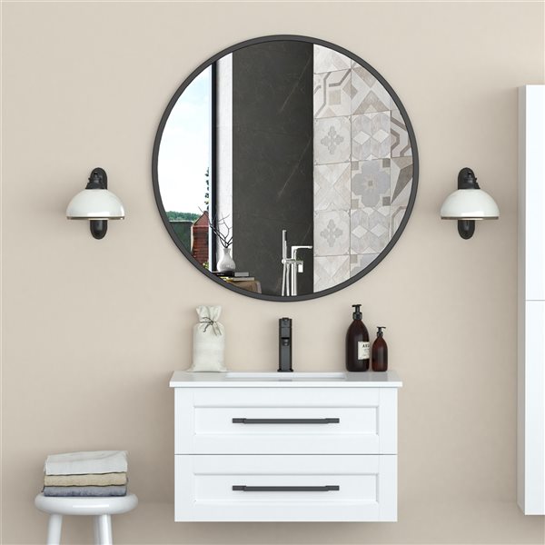 A&E Bath & Shower Modern 36-in Black Round Bathroom Mirror