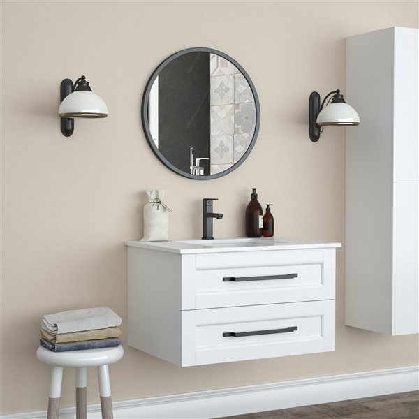 Miroir de salle de bain par A&E Bath & Shower moderne, rond et noir de 24 po