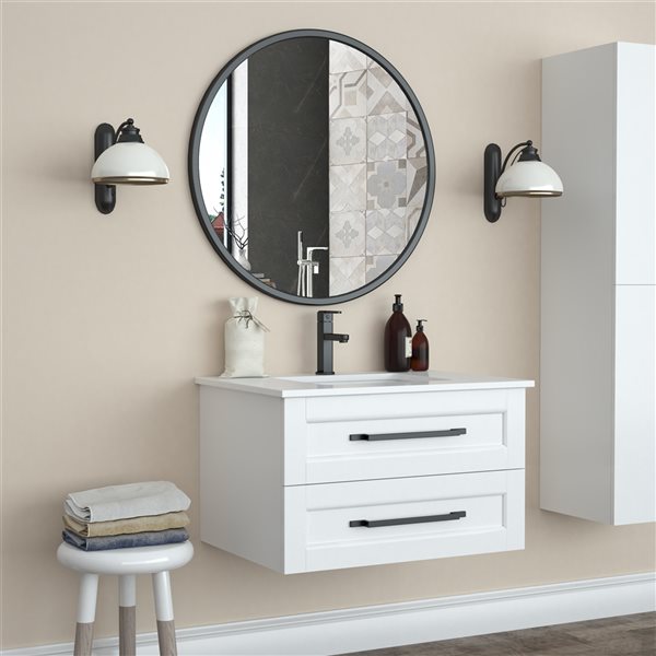 Miroir de salle de bain noir par A&E Bath & Shower, moderne, rond de 32 po