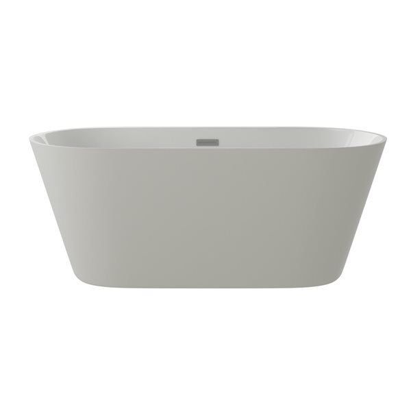 Baignoire autoportante ovale par A&E Bath & Shower,  29,5 po l. x 59 po L., acrylique blanc brillant, drain central