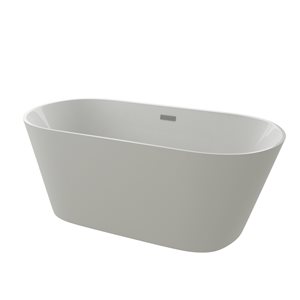 A&E Bath & Shower 29.5-in W x 59-in L White High-Gloss Acrylic Oval Centre Drain Freestanding Bathtub