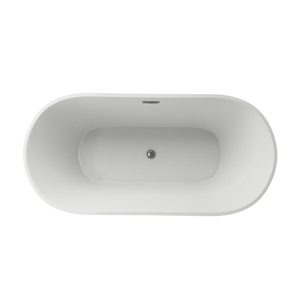 A&E Bath & Shower 31.5-in W x 66.9-in L White High-Gloss Acrylic Oval Centre Drain Freestanding Bathtub