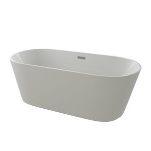 Baignoire ovale autoportante par A&E Bath & Shower  1,5 po l. x 66,9 po L., acrylique blanc brillant, drain central