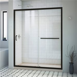 DreamLine Infinity-Z Biscuit And Black 2-Piece 60-in x 34-in x 75-in Alcove Shower Kit