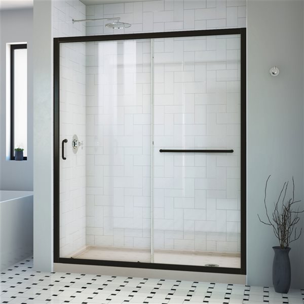 DreamLine Infinity-Z Black And Biscuit 2-Piece 60-in x 36-in x 75-in Alcove Shower Kit