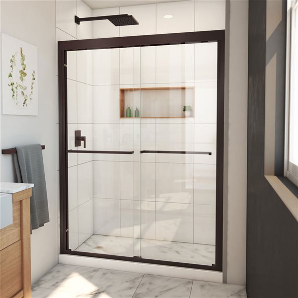 DreamLine Duet Plus 72-in H x 50-in to 54-in W Semi-frameless Bypass ...