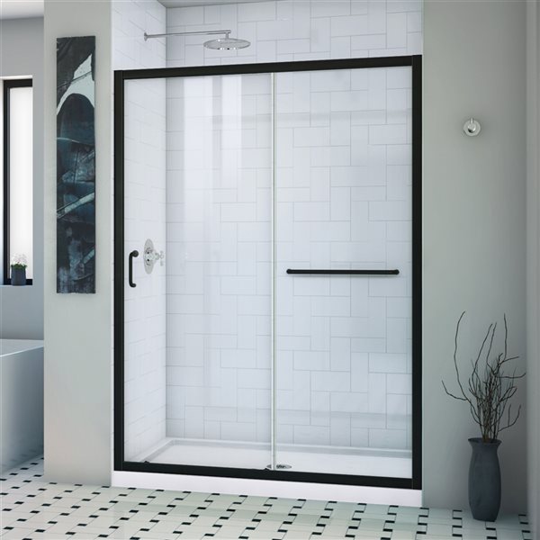 DreamLine Infinity-Z Black And White 2-Piece 54-in x 32-in x 75-in Alcove Shower Kit