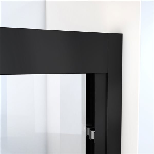 Porte de douche coulissante à demi-cadre noir satiné Duet Plus de DreamLine, verre transparent, 58 po h. x 55 à 59 po l.