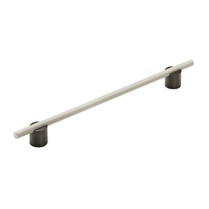 Amerock Transcendent 10-1/16-in Centre to Centre Matte Black/Silver Champagne Drawer Pull