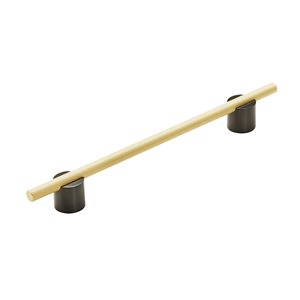 Amerock Transcendent 7-9/16-in Centre to Centre Matte Black/Matte Gold Drawer Pull