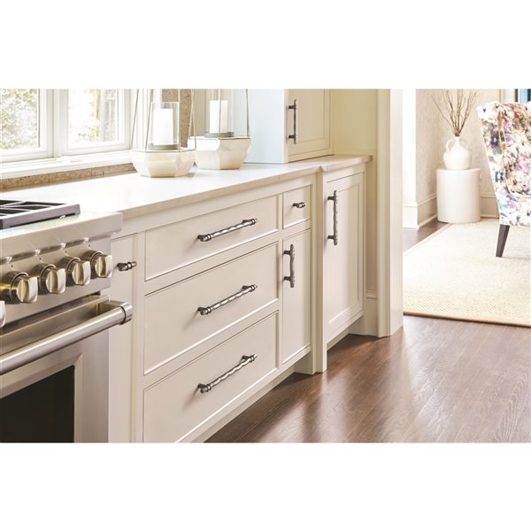 Amerock London 5-1/16-in Centre to Centre Satin Nickel/Black Chrome Drawer Pull