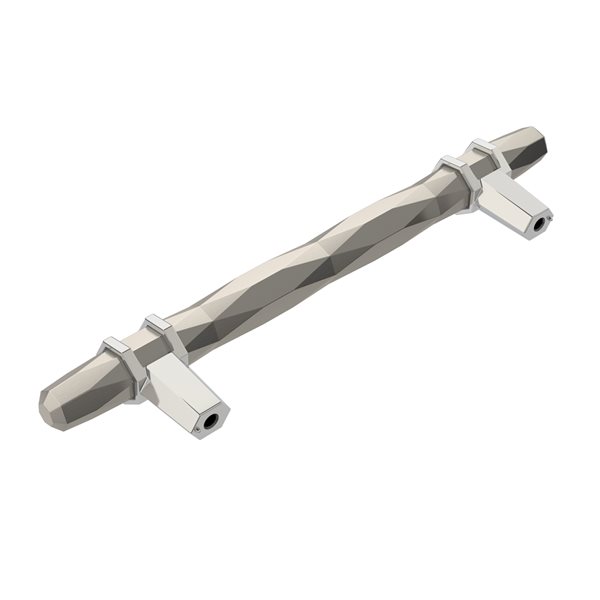 Amerock London 3-3/4-in Centre to Centre Satin Nickel/Polished Chrome Drawer Pull