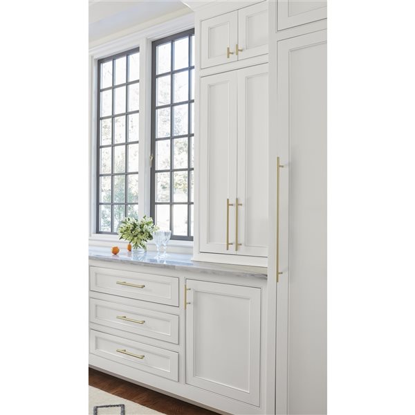 Bouton d'armoire contemporain cylindrique Bar Pulls par Amerock de 1.94 po en champagne doré, paquet de 10