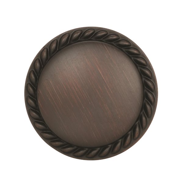 Bouton d'armoire transitionnel rond Everyday Heritage par Amerock de 1.19 po en bronze huilé, paquet de 25