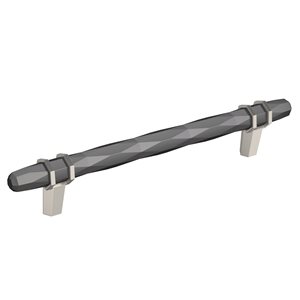 Amerock London 6-5/16-in Centre to Centre Black Chrome/Satin Nickel Drawer Pull