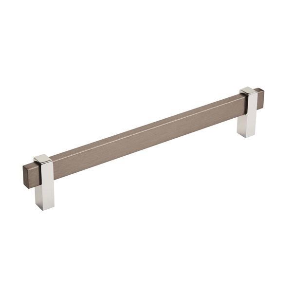 Amerock Mulino 7-9/16-in Centre to Centre Black Brushed Nickel/Polished Chrome Drawer Pull