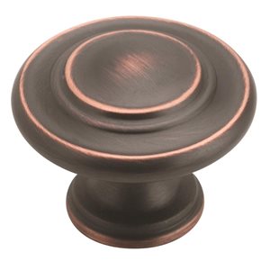 Bouton d'armoire transitionnel rond Inspirations par Amerock de 1.31 po en bronze huilé, paquet de 10