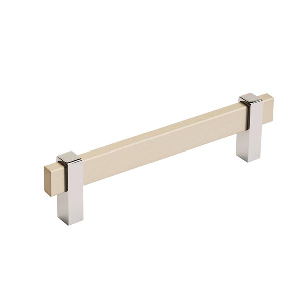 Amerock Mulino 5-1/16-in Centre to Centre Silver Champagne/Polished Chrome Drawer Pull