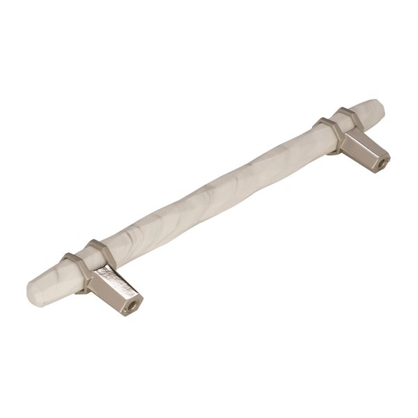 Amerock Carrione 6-5/16-in Centre to Centre Marble White/Polished Nickel Drawer Pull