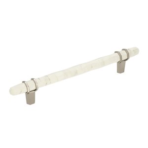 Amerock Carrione 6-5/16-in Centre to Centre Marble White/Polished Nickel Drawer Pull