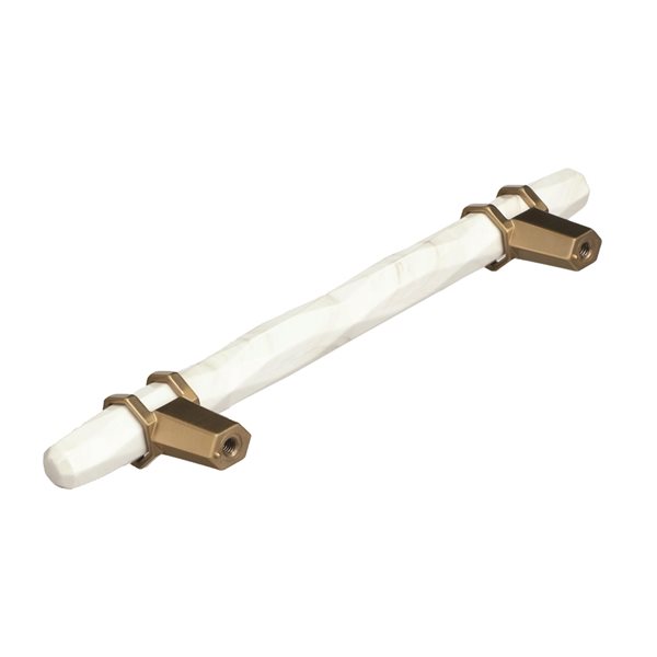 Amerock Carrione 5-1/16-in Centre to Centre Marble White/Golden Champagne Drawer Pull