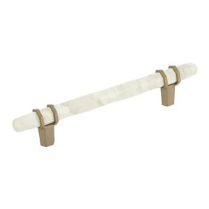 Amerock Carrione 5-1/16-in Centre to Centre Marble White/Golden Champagne Drawer Pull