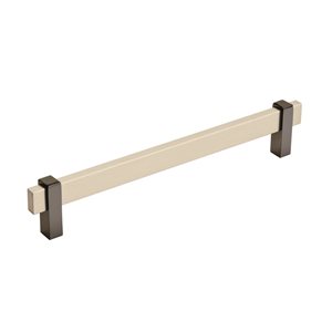 Amerock Mulino 7-9/16-in Centre to Centre Silver Champagne/Black Nickel Drawer Pull