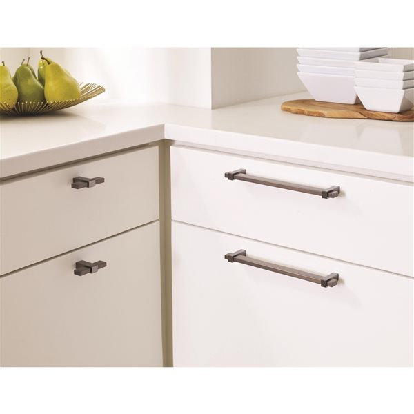 Amerock Mulino 7-9/16-in Centre to Centre Black Brushed Nickel/Black Nickel Drawer Pull