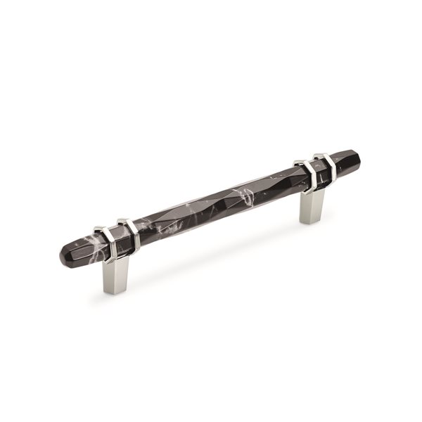 Amerock Carrione 5-1/16-in Centre to Centre Marble Black/Polished Nickel Drawer Pull