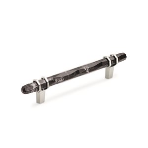 Amerock Carrione 5-1/16-in Centre to Centre Marble Black/Polished Nickel Drawer Pull