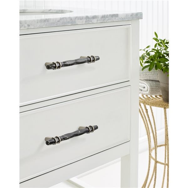 Amerock Carrione 5-1/16-in Centre to Centre Marble Black/Satin Nickel Drawer Pull