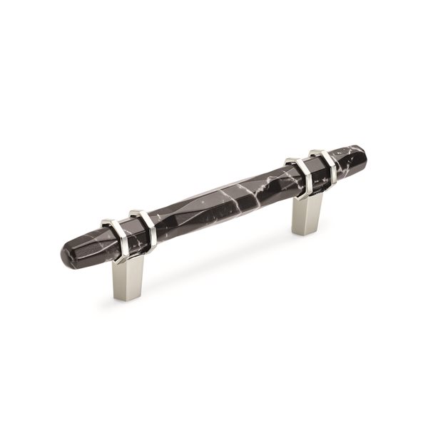 Amerock Carrione 3-3/4-in Centre to Centre Marble Black/Polished Nickel Drawer Pull