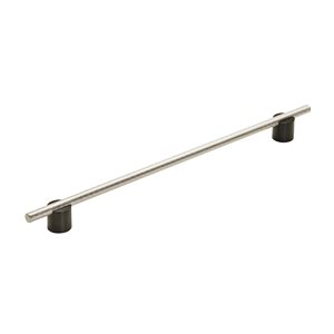 Amerock Transcendent 12-5/8-in Centre to Centre Matte Black/Polished Nickel Drawer Pull