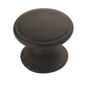 Bouton d'armoire traditionnel rond Ravino par Amerock de 1.25 po en noir, paquet de 25