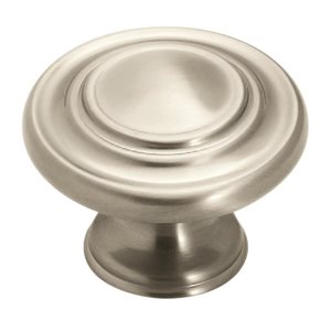 Bouton d'armoire transitionnel rond Inspirations par Amerock de 1.31 po en nickel satiné, paquet de 10