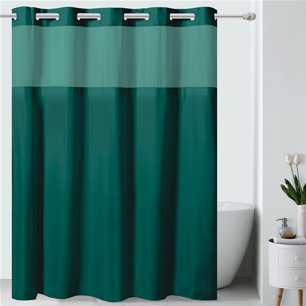 Hookless 74 In X 71 Polyester Teal, Solid Shower Curtain