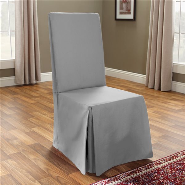 Sure Fit Cotton Grey Duck Dining Chair, Wayfair Dining Room Chair Covers With Arms