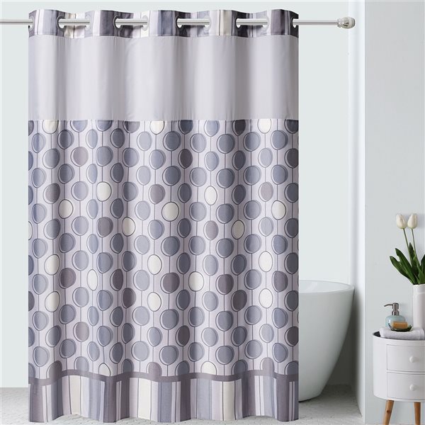 Hookless 74 In X 71 Polyester Grey, Shower Curtains No Hooks
